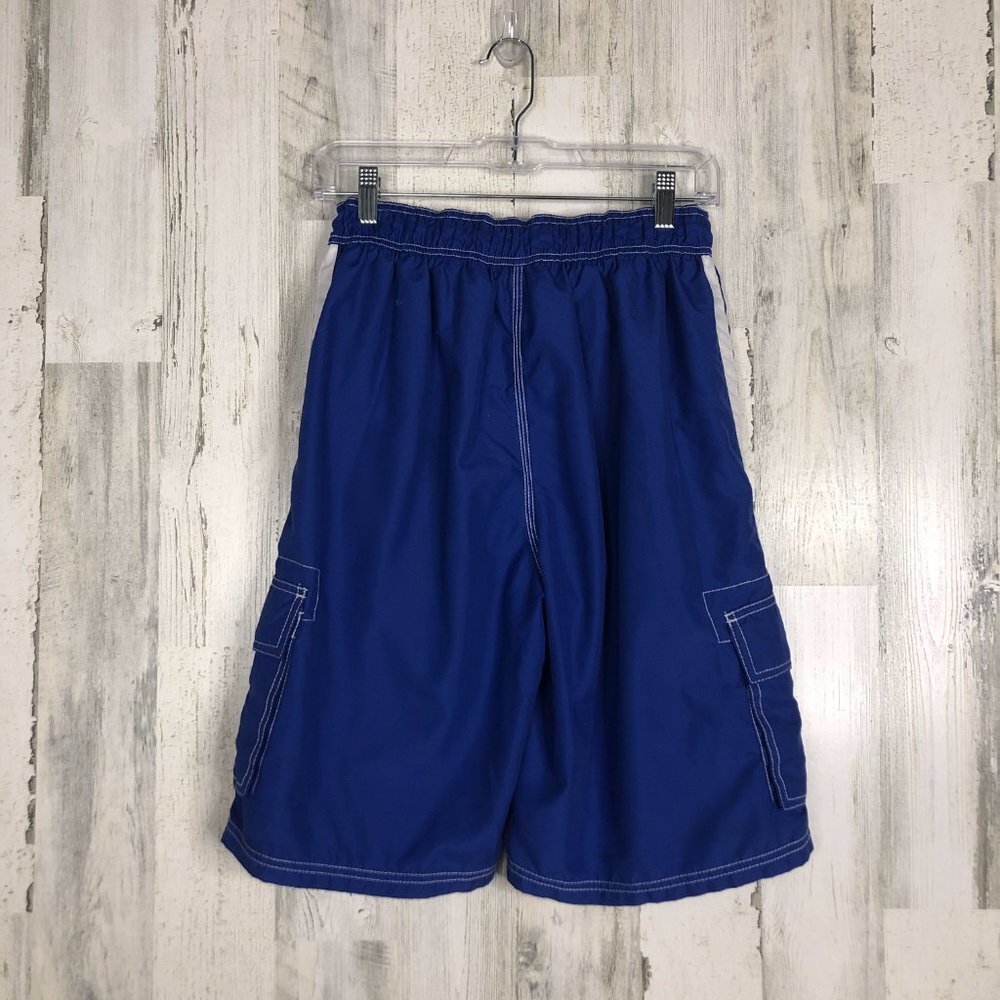 Okanu Surf Mens White Blue Athletic Swim Shorts M - Picture 2 of 3